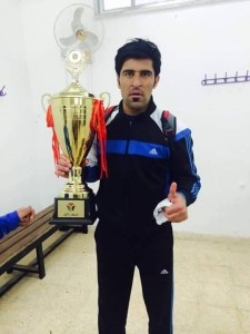 Bilal Ahmad with the Jordanian First Division trophy