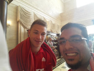 Vijay got to meet his Bayern Munich heroes during his Qatar trip. Here he is with upcoming German star Joshua Kimmich